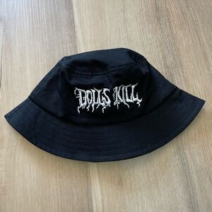 New Dolls Kill Black And White Bucket Hat Witchy Goth Emo Alt Festival Y2K Cyber